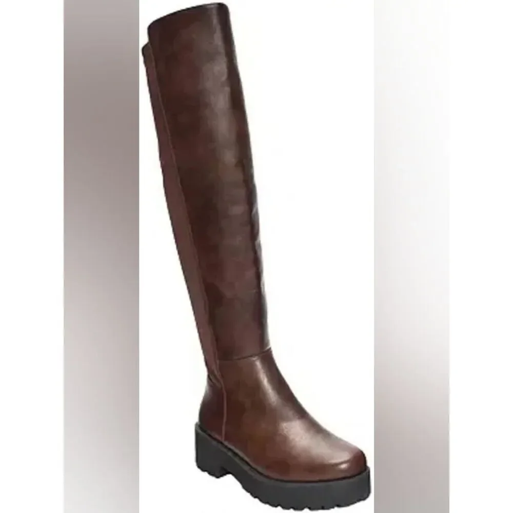 (R-4611) Dirty Laundry Womens Maybellene Chunky Heel Over the Knee Boots Sz 9.5